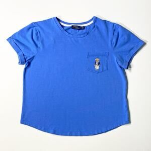 Vintage Polo Ralph Lauren Polo Bear Pocket Cornflower Blue T-Shirt Size S